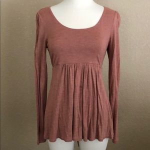 Heather Pink Long Sleeve Babydoll Shirt